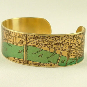 Antique London Street Map Cuff Bracelet