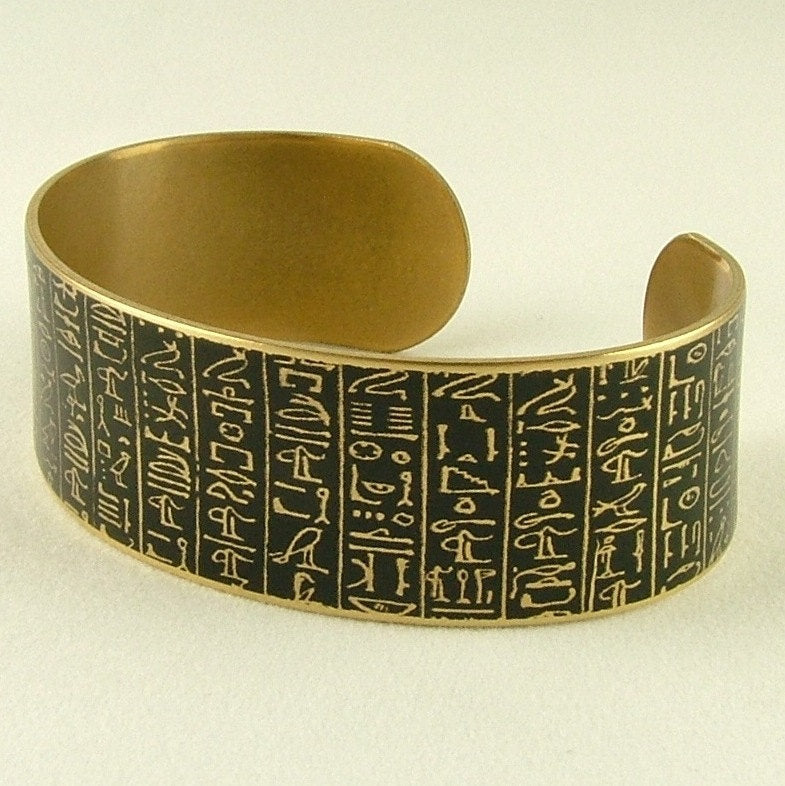 Egyptian Hieroglyphs Cuff Bracelet
